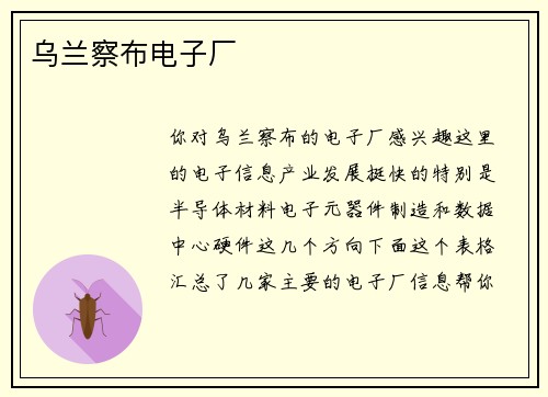 乌兰察布电子厂